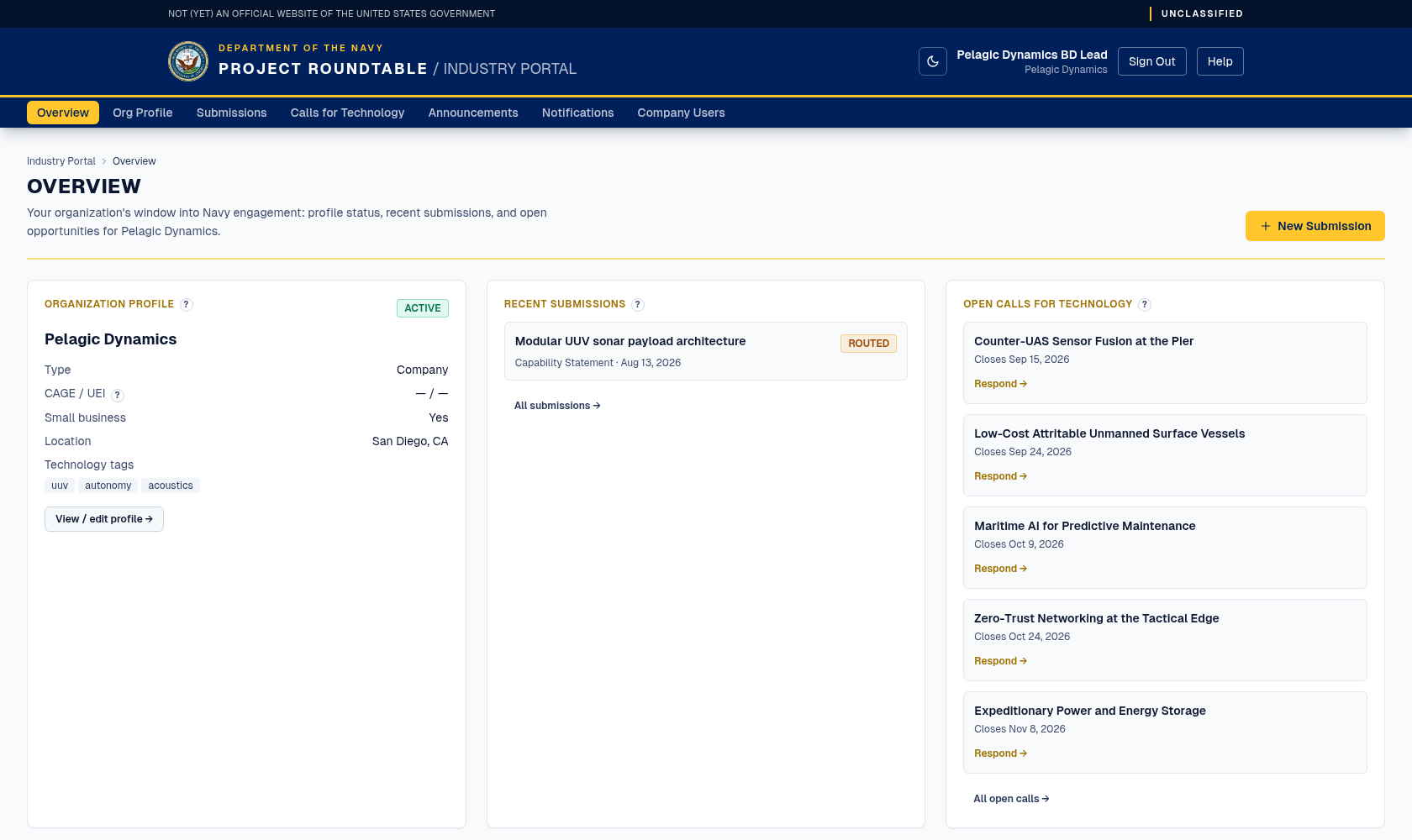 Industry Portal overview